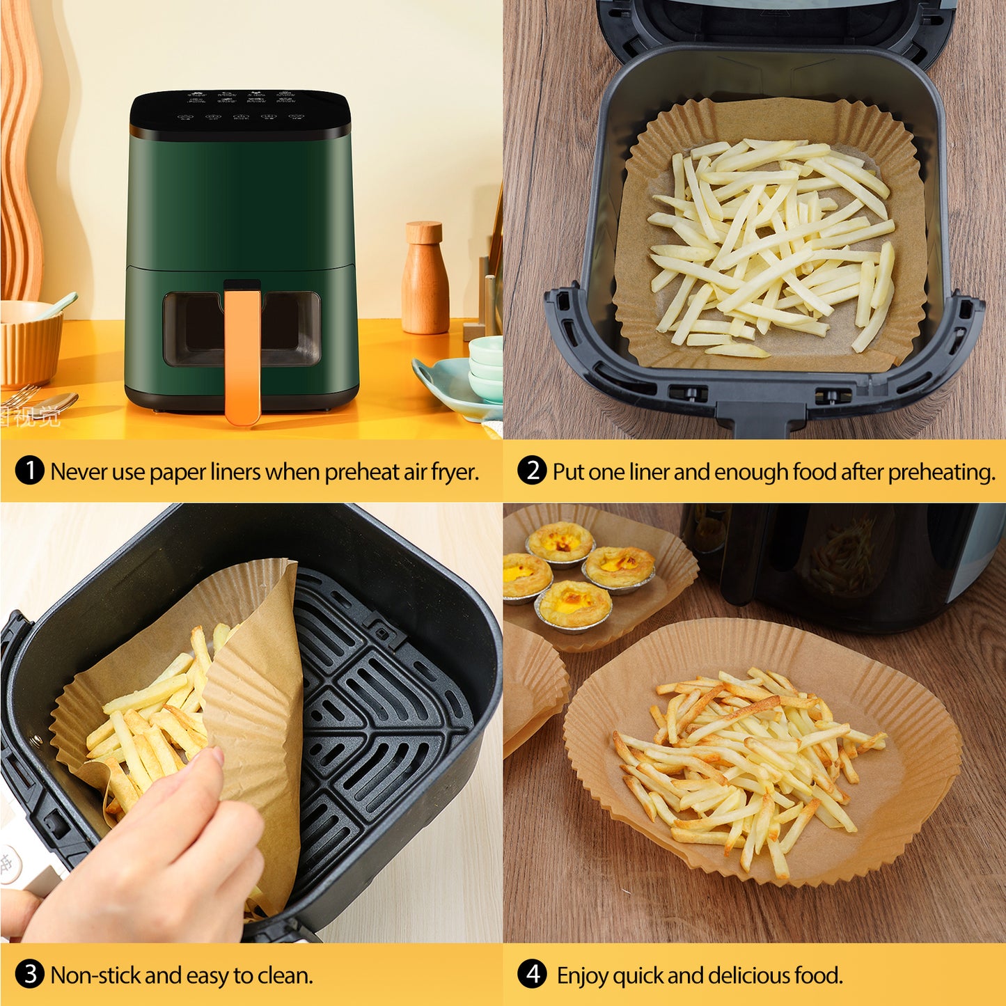 Air Fryer Liners, 100PCS 9Inch Square Disposable Parchment Paper, Food Grade Baking Paper for Large Air Fryer Microwave Oven
