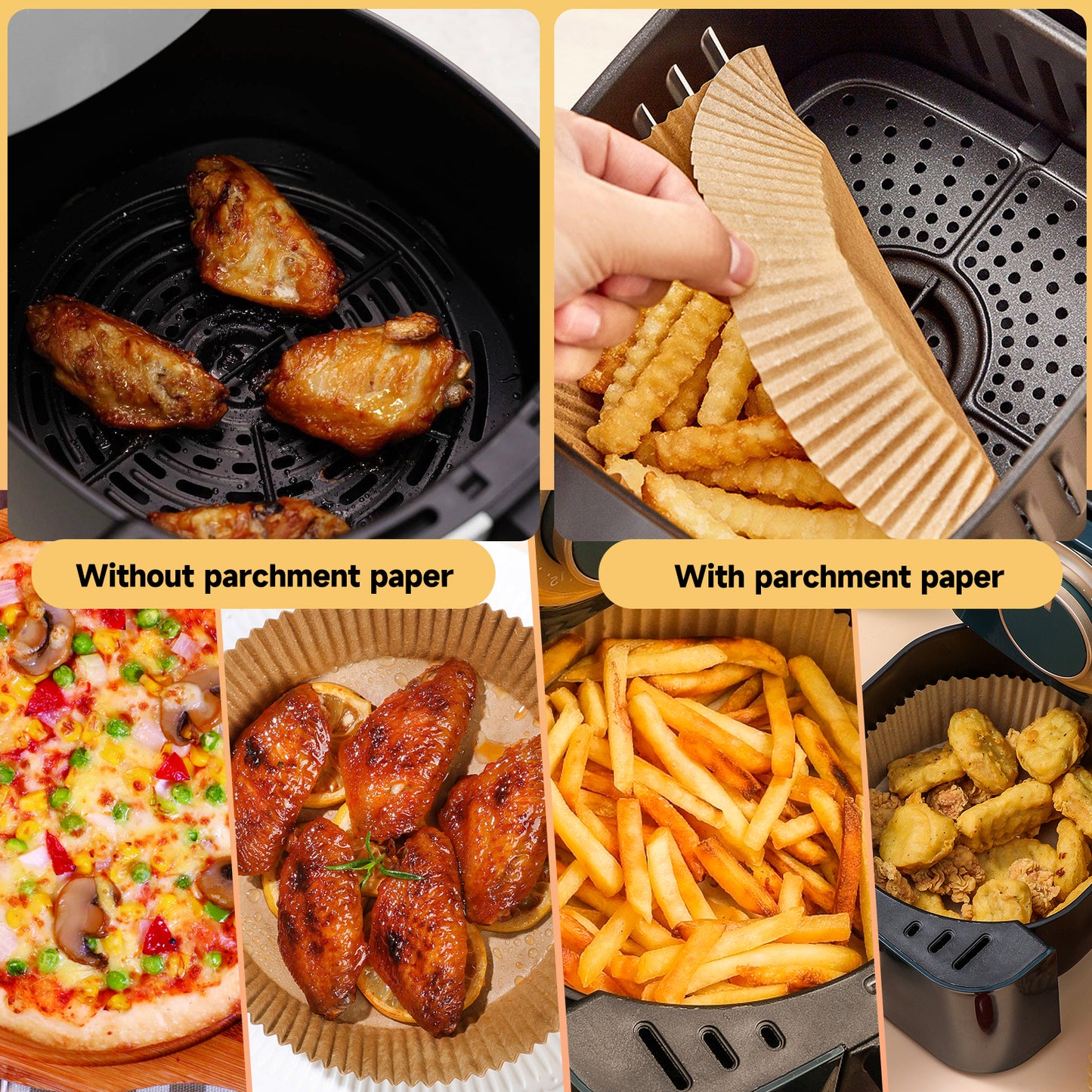 Air Fryer Parchment Paper Liners, 125PCS 9 Inch Round Disposable Food Grade Baking Paper for Large Air Fryer Microwave Oven
