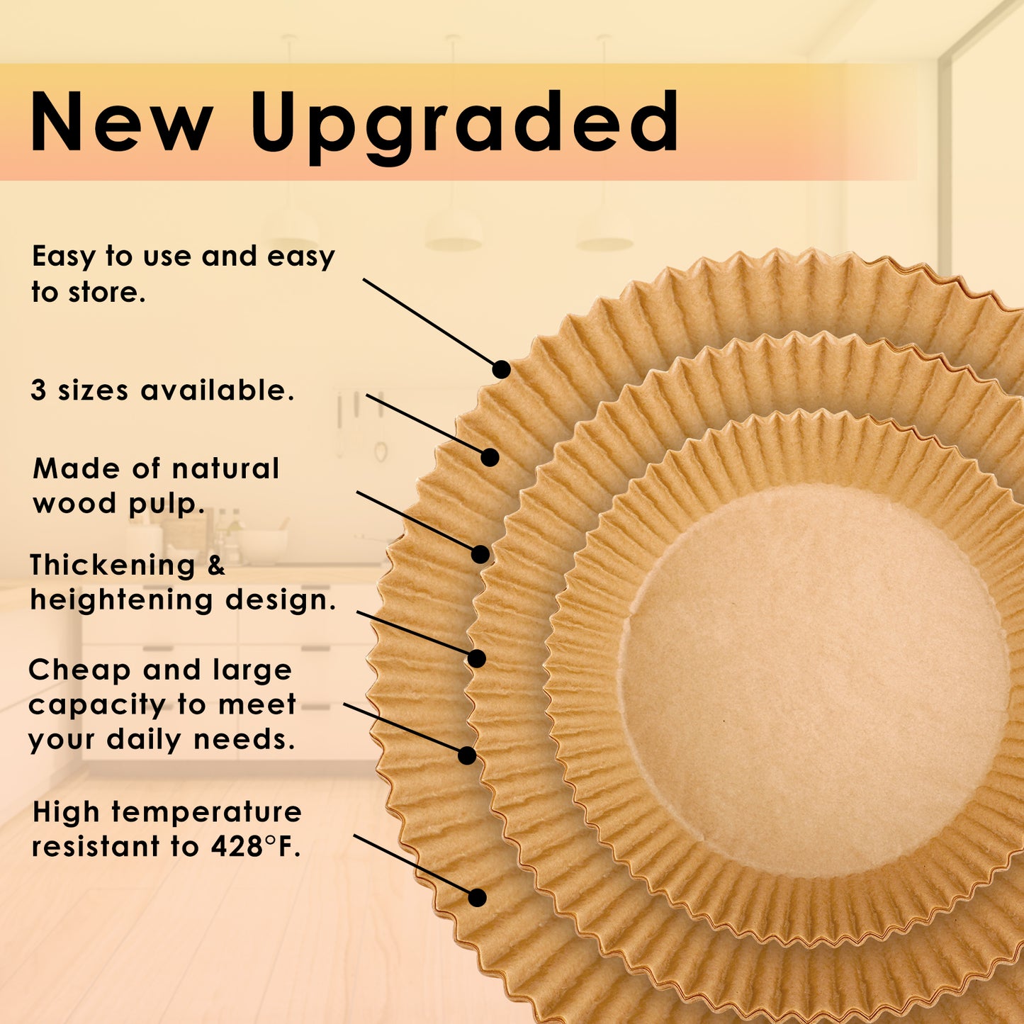 Air Fryer Parchment Paper Liners, 125PCS 9 Inch Round Disposable Food Grade Baking Paper for Large Air Fryer Microwave Oven