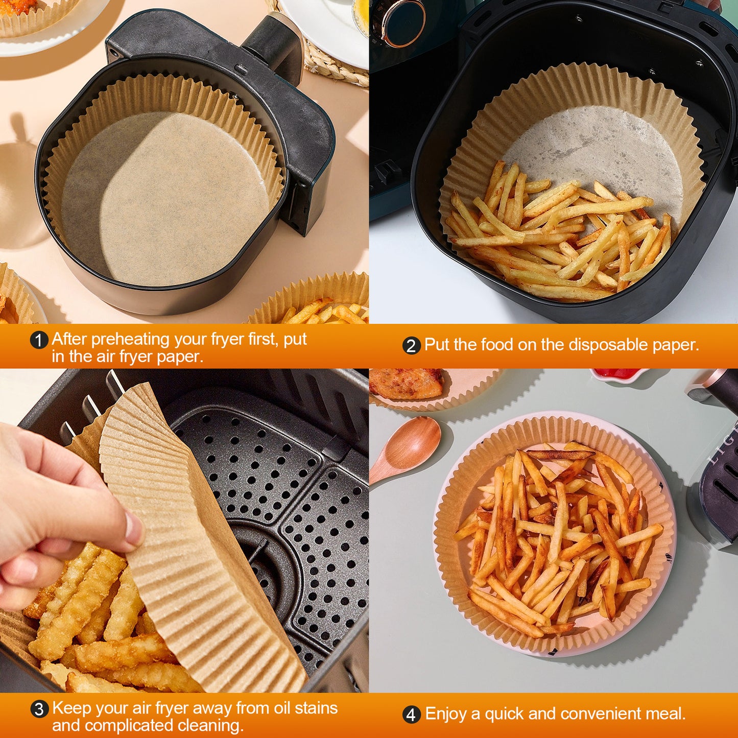 Air Fryer Parchment Paper Liners, 125PCS 9 Inch Round Disposable Food Grade Baking Paper for Large Air Fryer Microwave Oven
