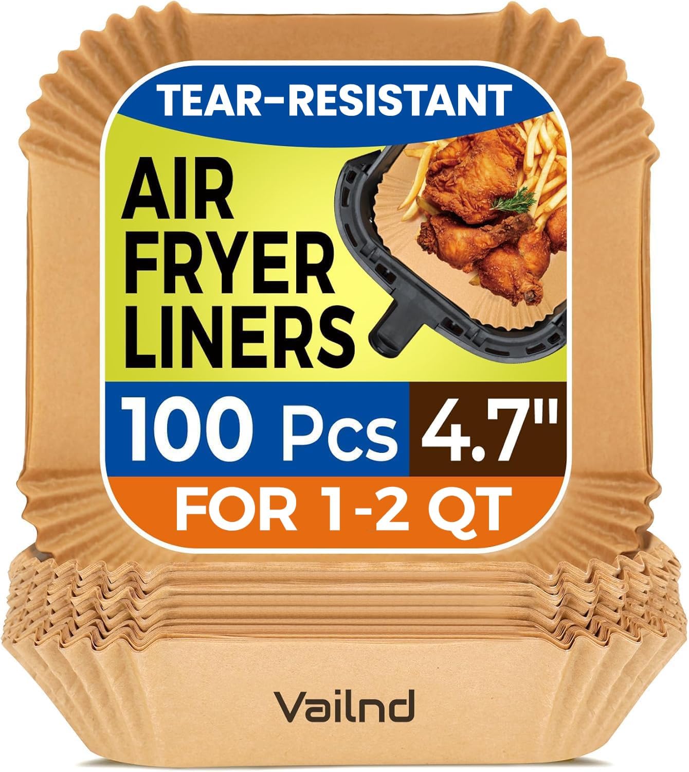 Mini 4.7" Square Air Fryer Liners — 100 Pack