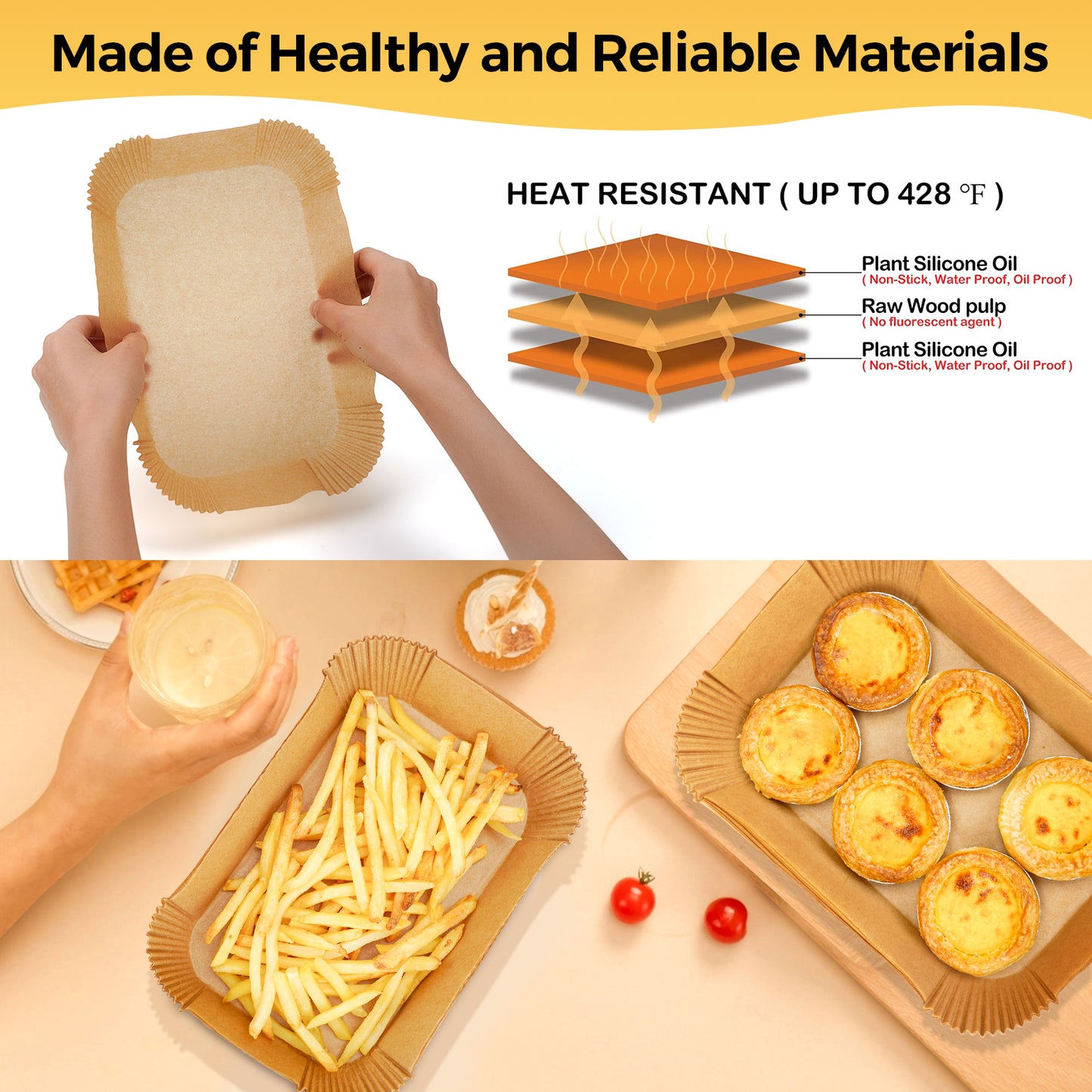 Air Fryer Liners Disposable, 125Pcs 8.6x5.5 Inch Rectangle Parchment Paper Liner for Ninja AF300UK AF400UK, Tower/Tefal/COSORI/Instant Pot Dual Zone Air Fryer Accessories