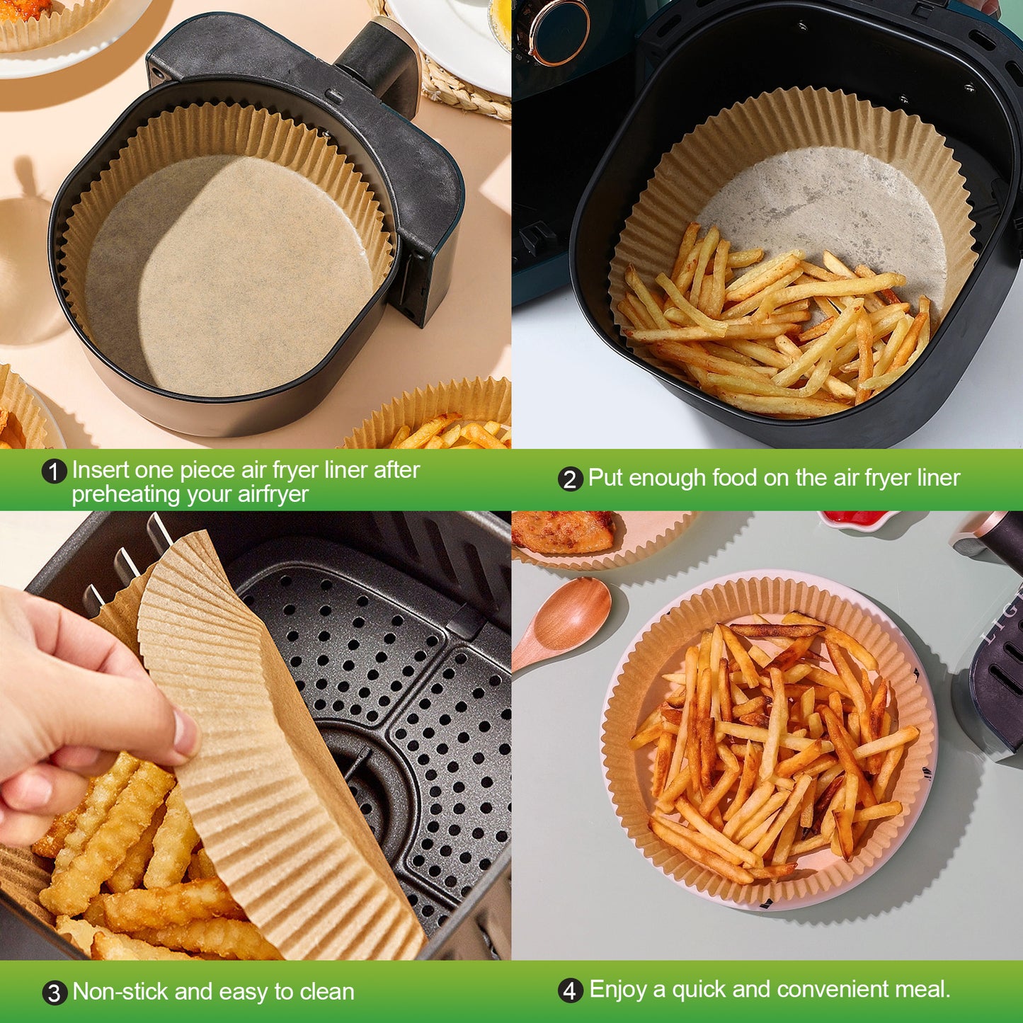 Air Fryer Liners - 125PCS 8Inch Round Disposable Parchment Paper Liners, Non-Stick, Waterproof, Oil-Proof